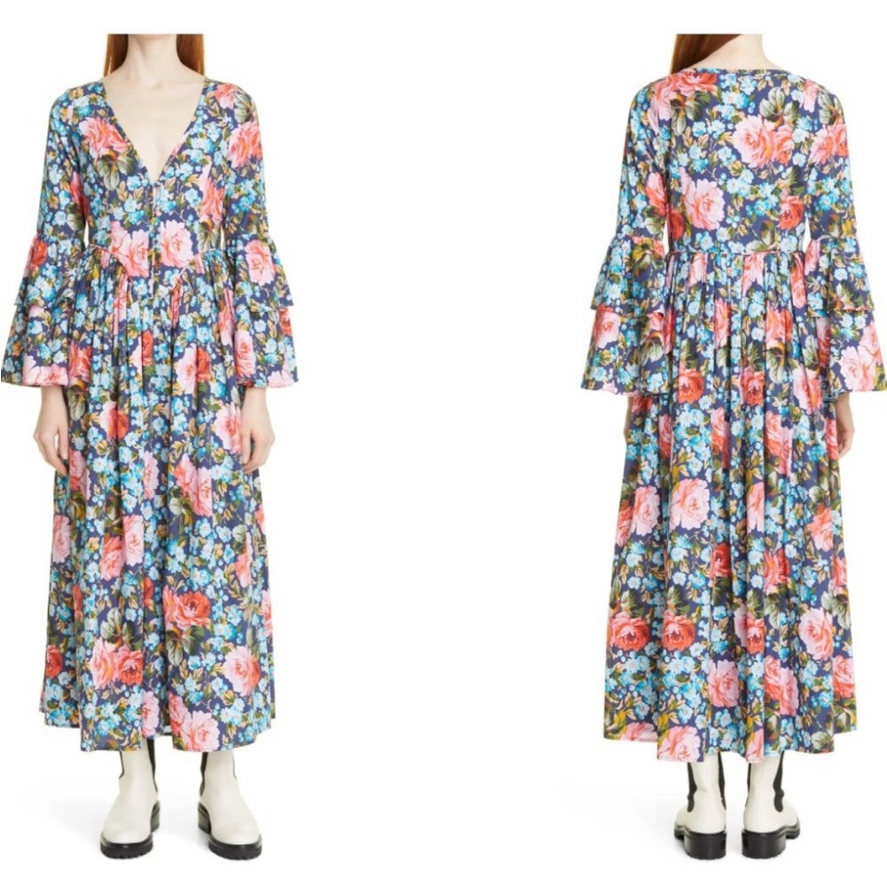 Batsheva x Laura Ashley Floral V-Neck Maxi Dress
